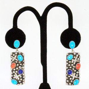 Gabby Jurado Sterling Silver Navajo Chimney Butte 2" Long Dangle Earrings